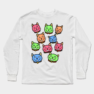 Happy Cheery Smiling Cats Long Sleeve T-Shirt